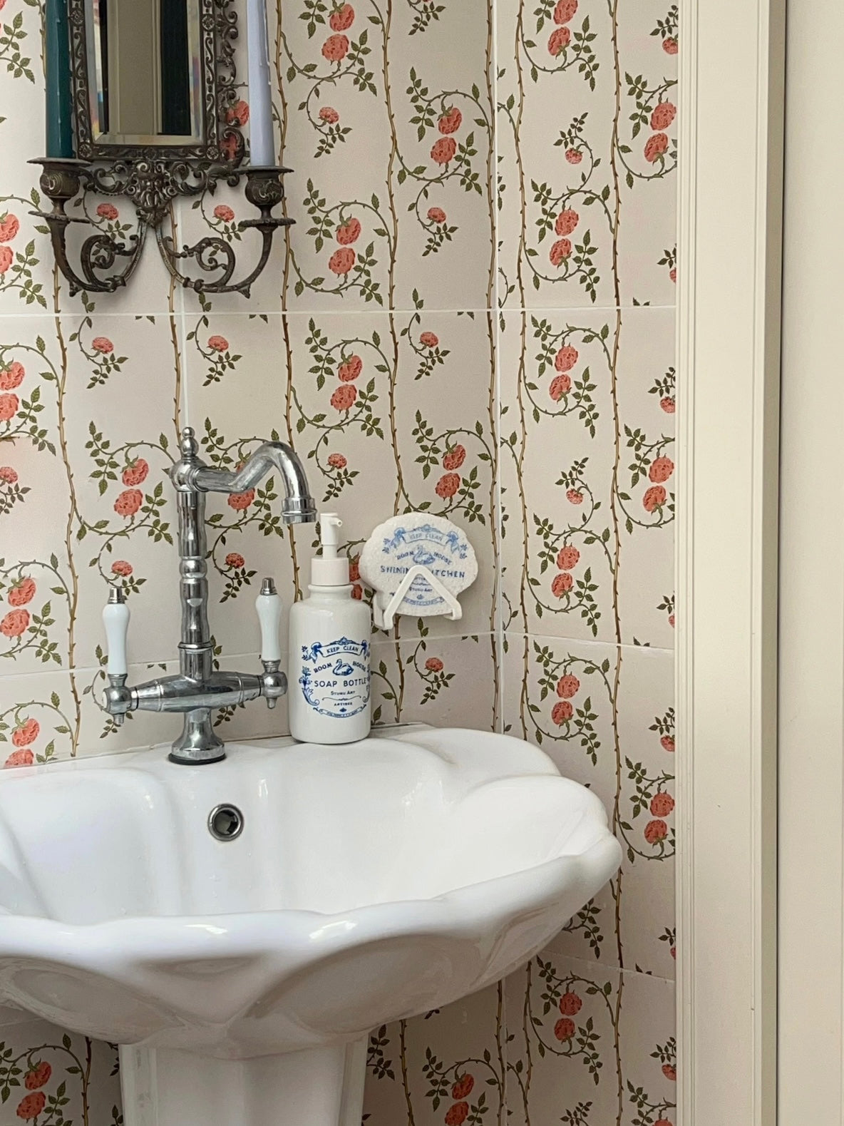 Retro Blue and White Soap Dispenser