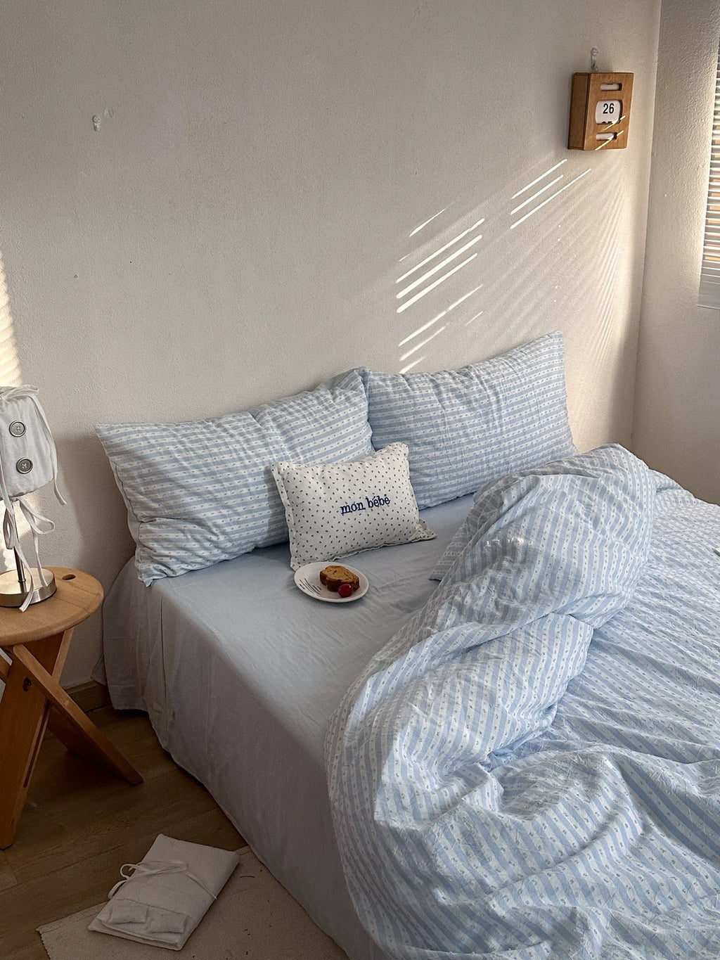 Blue Textured Stripe Duvet Cover Set