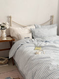 Blue Textured Stripe Duvet Cover Set