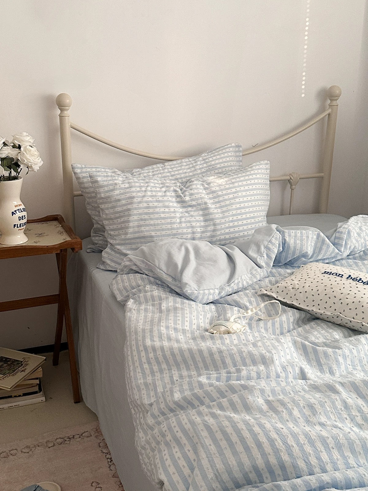 Blue Textured Stripe Duvet Cover Set
