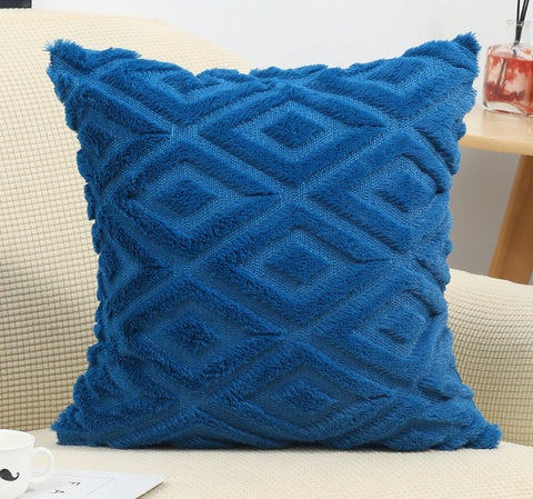 3D Diamond Pattern Cushion Cover Royal