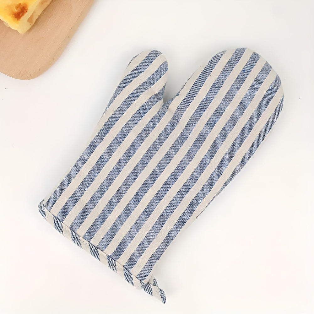 Premium Striped Heat-Resistant Oven Mitt Sky stripes