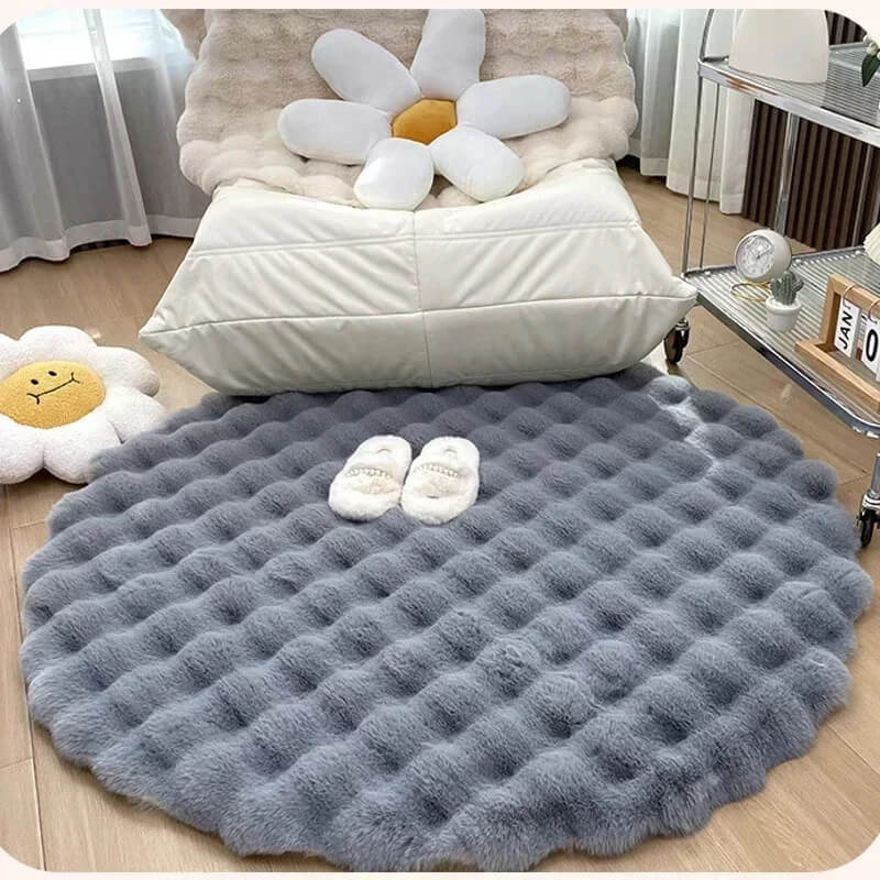 Cloud Fleece Round Carpet Blue