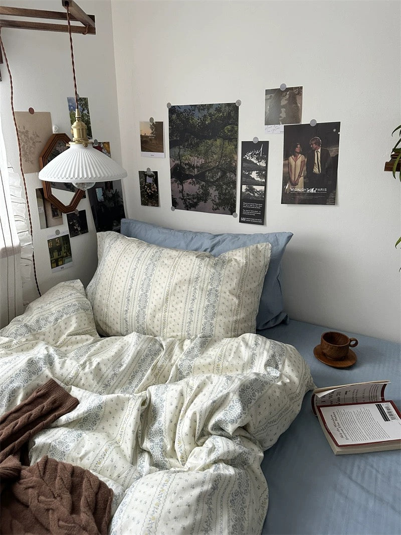 Dusty Blue Aesthetic Duvet Cover Set