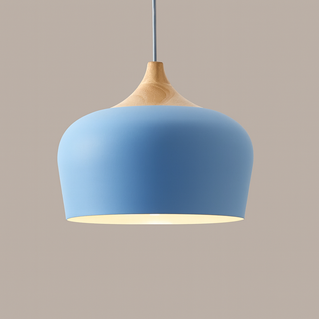 Soft Pastel Palette Pendant Lights in Metal & Wood - Final Sale Dome M Blue