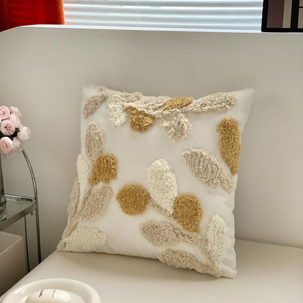 Bohemian Tufted Cotton Canvas Thick Yarn Sofa Cushion Leaves