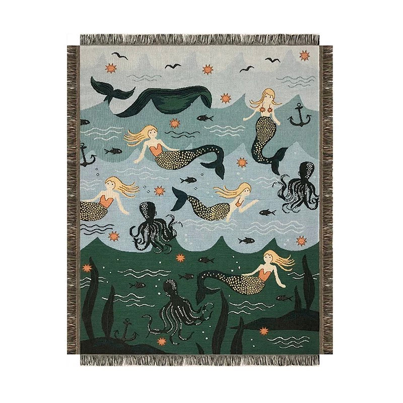 Mermaid Woven Throw Blanket