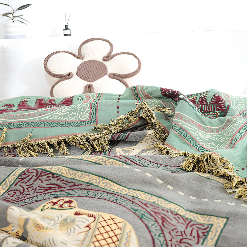 Elephant Reversible Throw Blanket Couch Cover