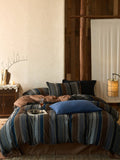 Boho Stripe Cotton Clip-Jacquard Duvet Cover - Blue