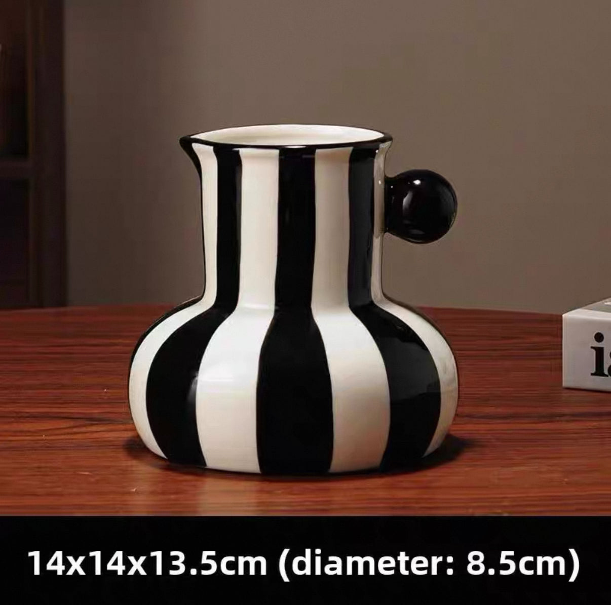 Modern Striped Ceramic Vase Black