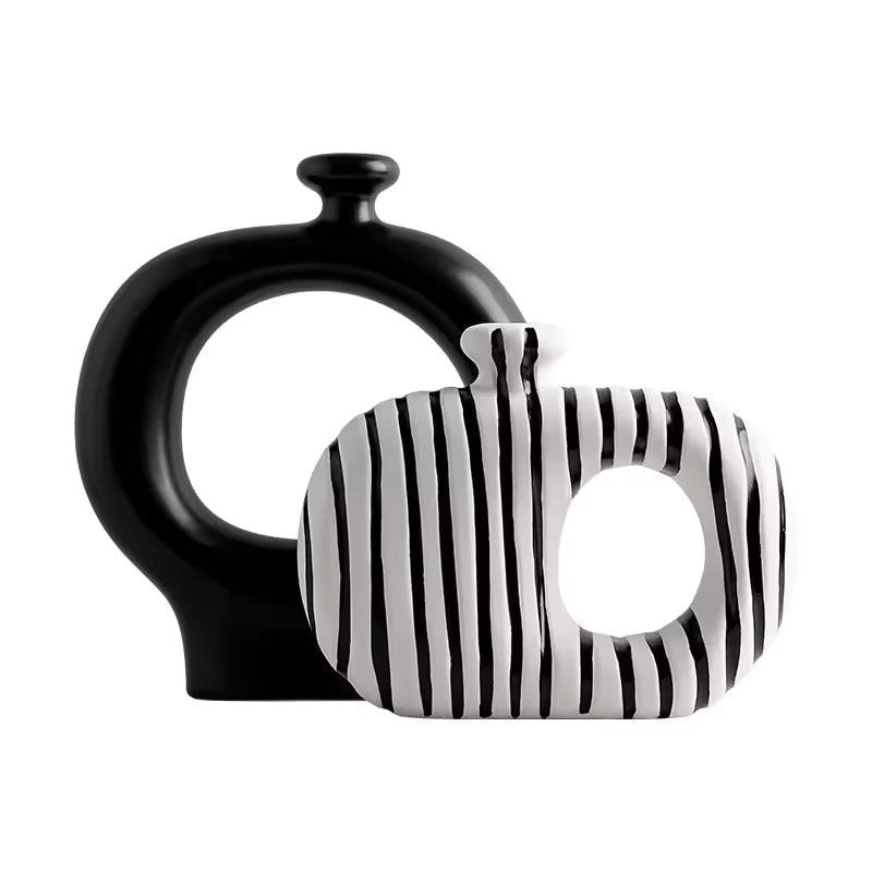 Minimalist Striped Ceramic Vase Set