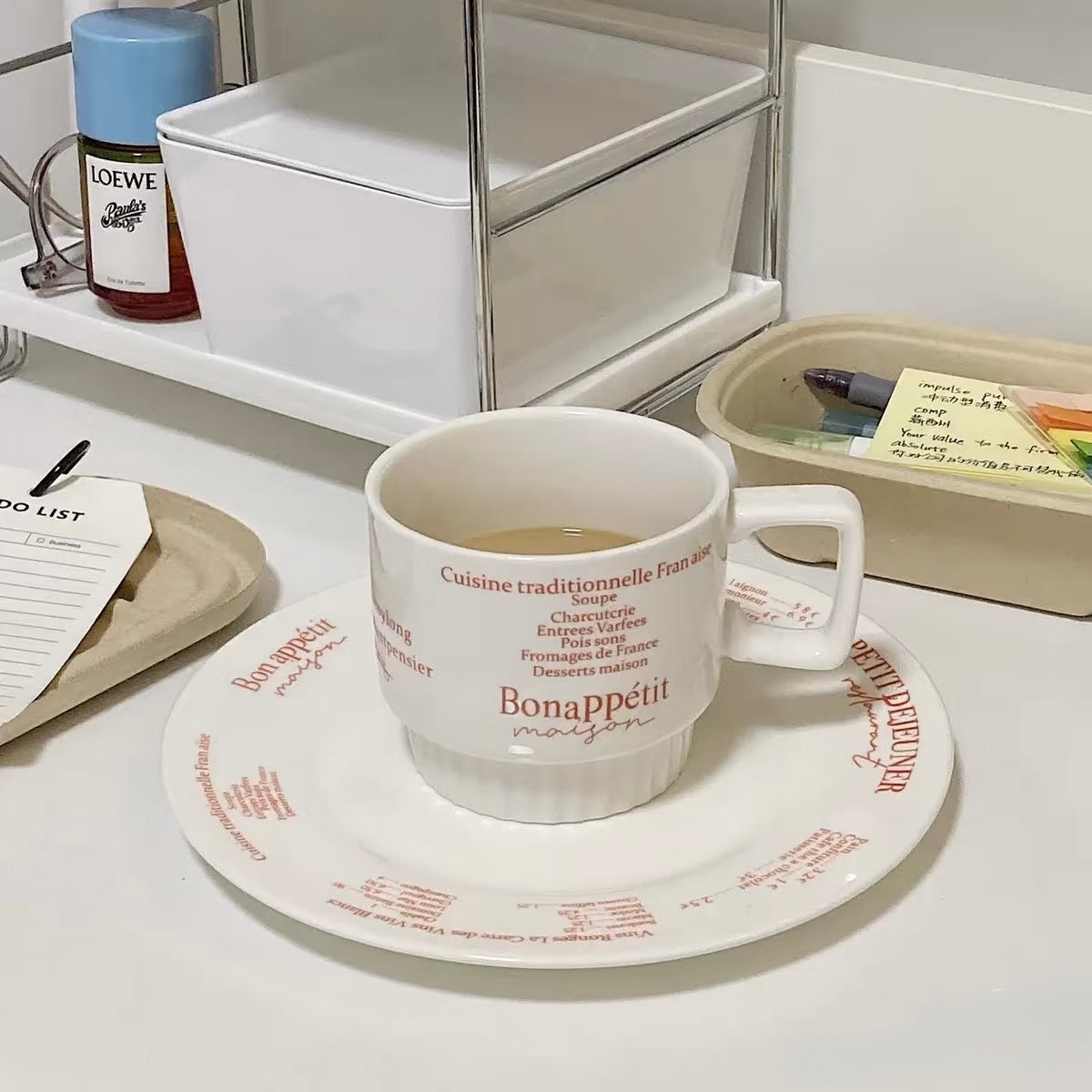 French Coffee Mug & Oval Plate