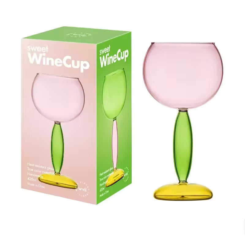 Colored Borosilicate Wine Glasses Burgundy Glass Pink