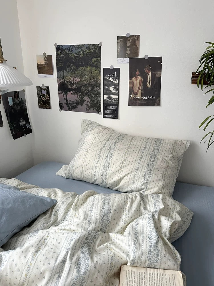 Dusty Blue Aesthetic Duvet Cover Set