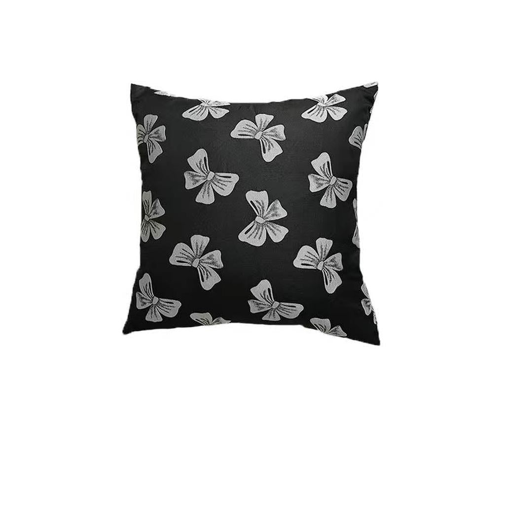 Bow Jacquard Throw Pillow Black