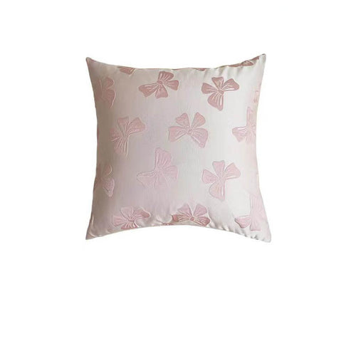 Bow Jacquard Throw Pillow Pink