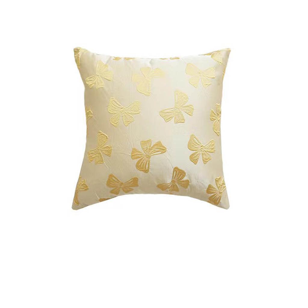 Bow Jacquard Throw Pillow Yellow