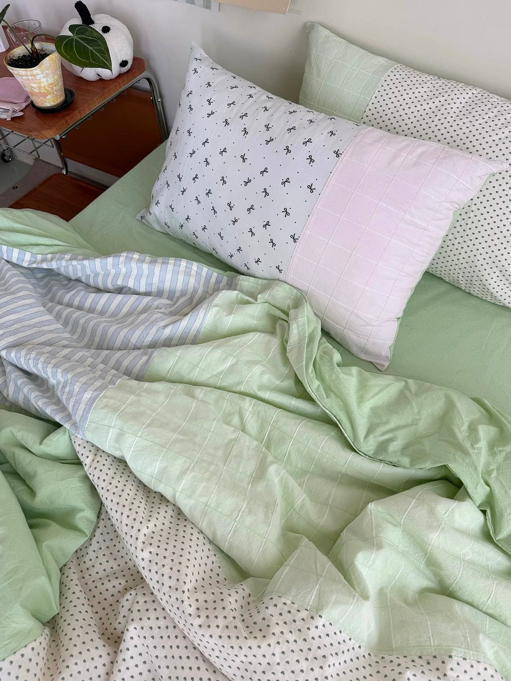 Mint Green Bow Duvet Cover Set