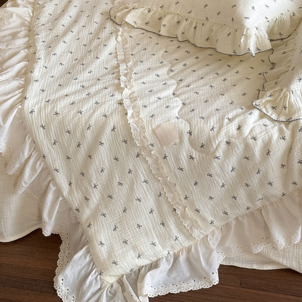 Bow Ruffle Cotton Comforter – Lightweight & Girly Style