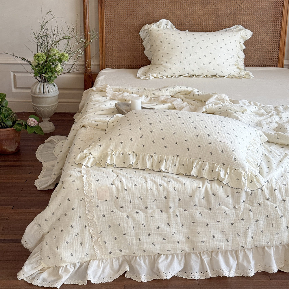 Bow Ruffle Cotton Comforter – Lightweight & Girly Style