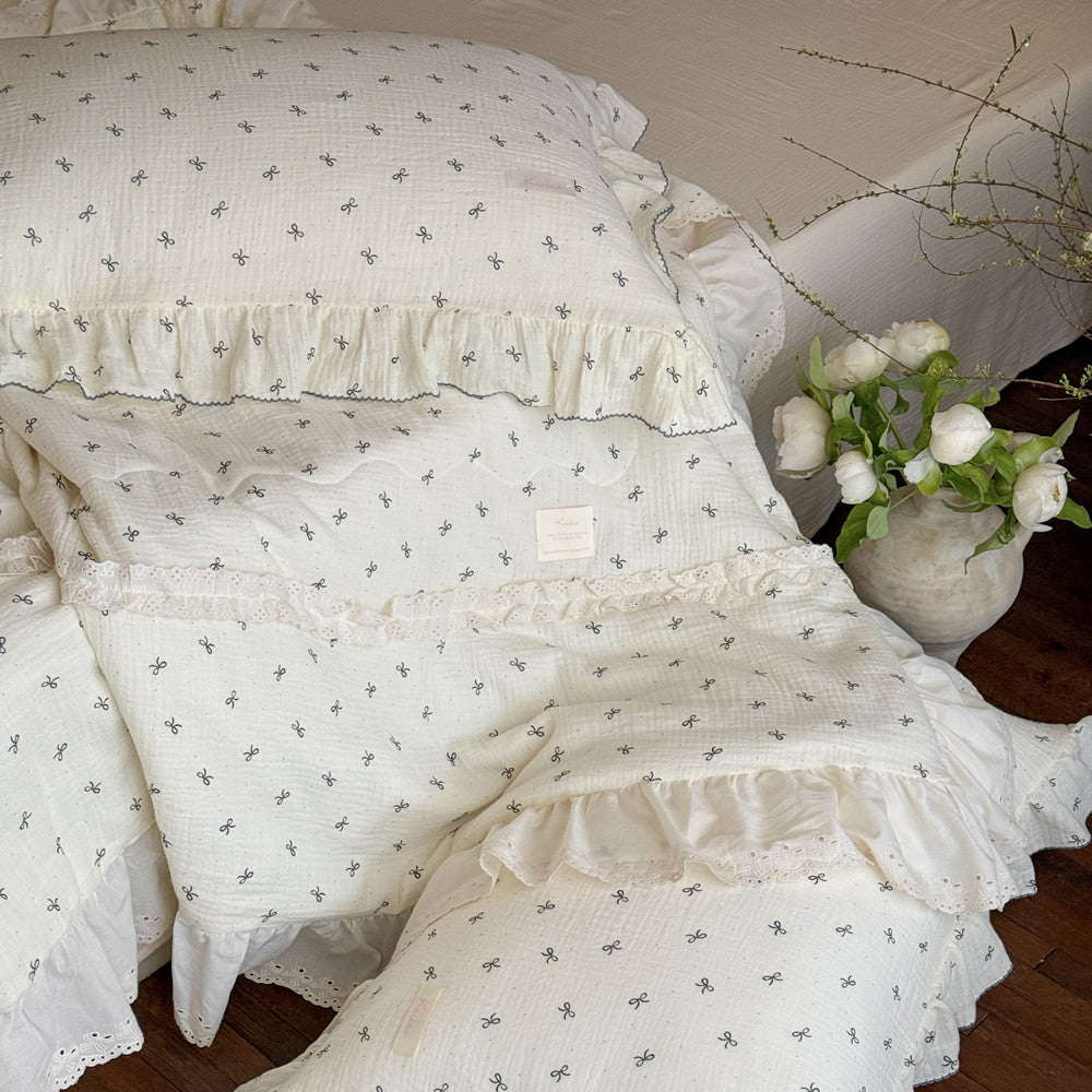 Bow Ruffle Cotton Comforter – Lightweight & Girly Style