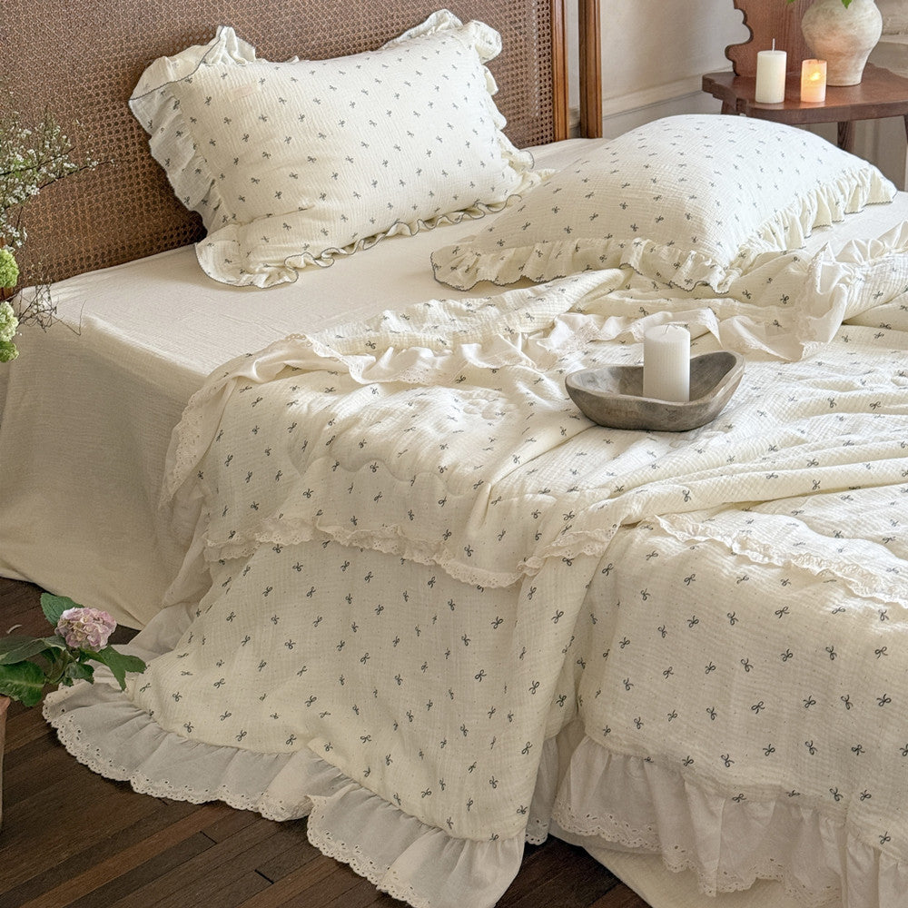 Bow Ruffle Cotton Comforter – Lightweight & Girly Style