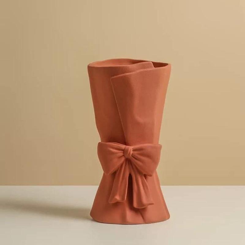 Knot & Bloom - Ceramic Bowknot Vase Red