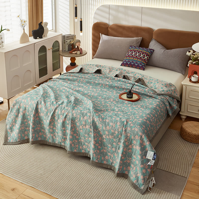 Vine Leaf Cotton Reversible Quilt