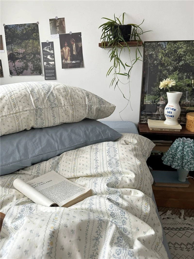 Dusty Blue Aesthetic Duvet Cover Set