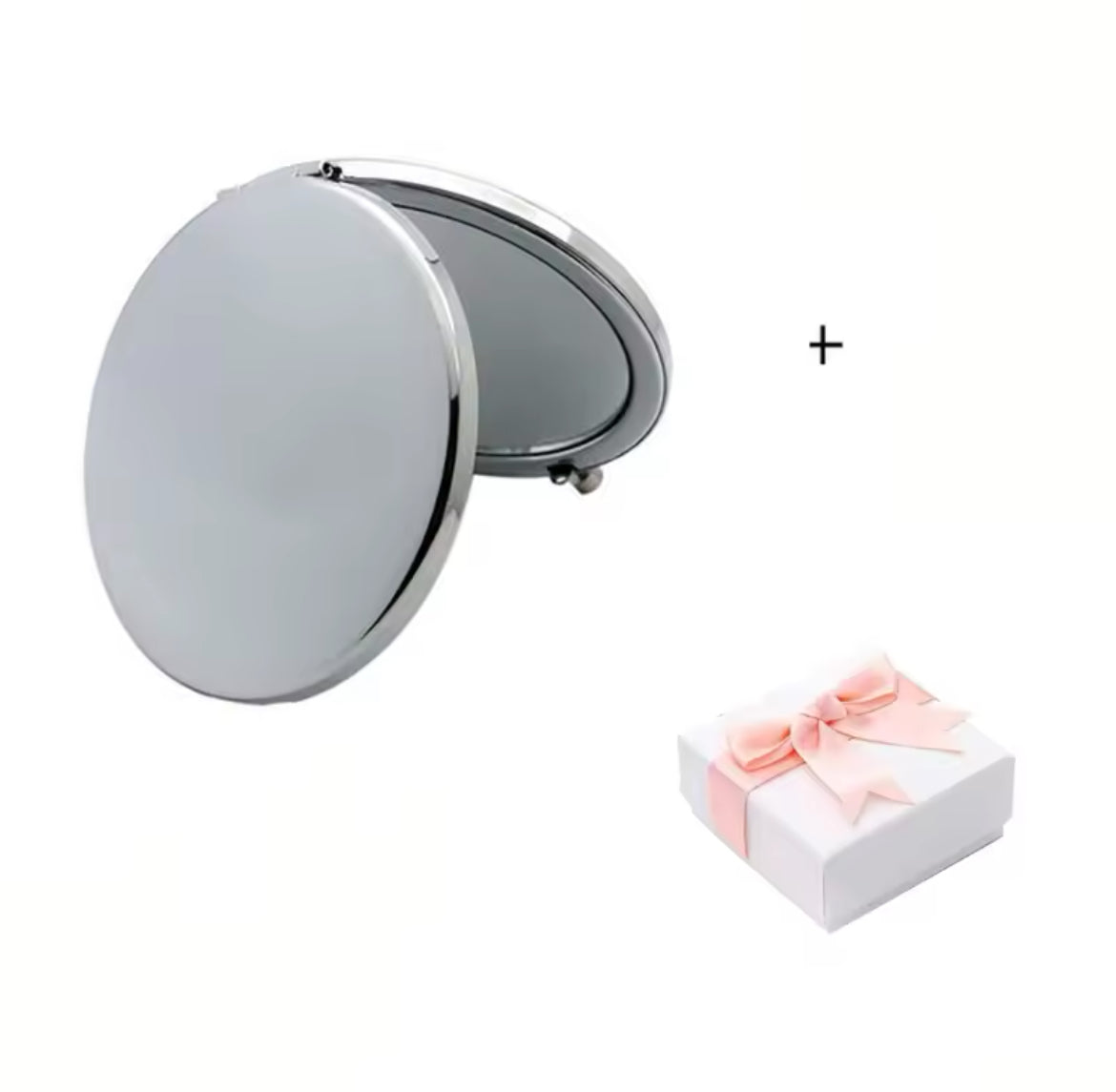 Personalized Compact Makeup Mirror Silver