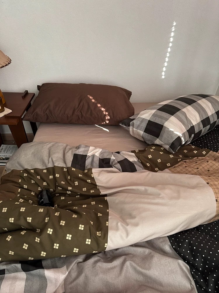 Preppy Brown Gingham Duvet Cover Set