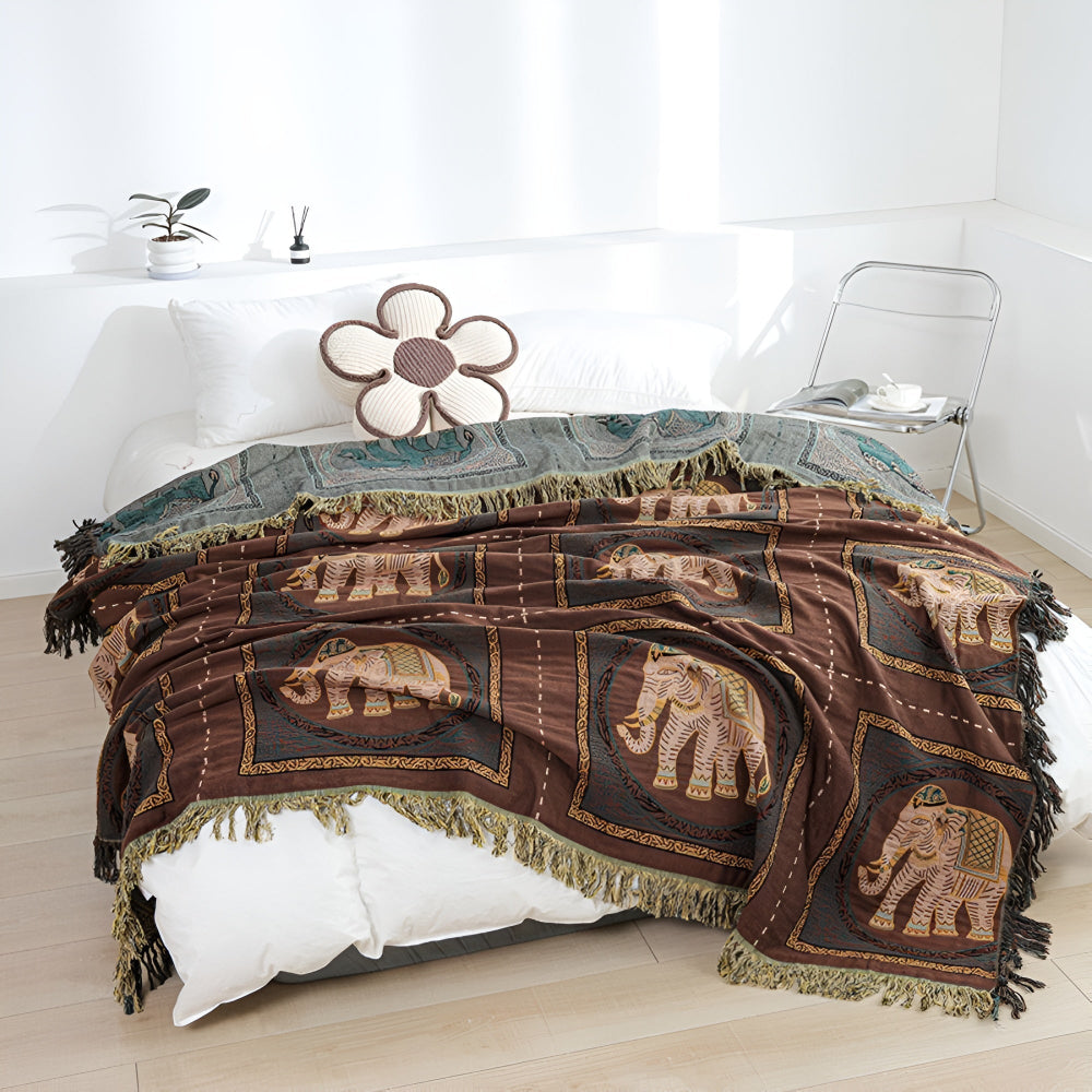 Elephant Reversible Throw Blanket Couch Cover