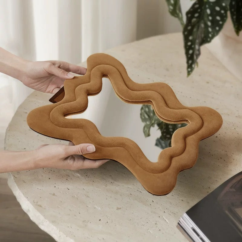 Flocked Wavy Tabletop Mirror
