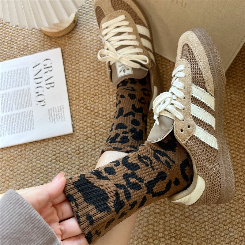 Women's Leopard Print Crew Socks