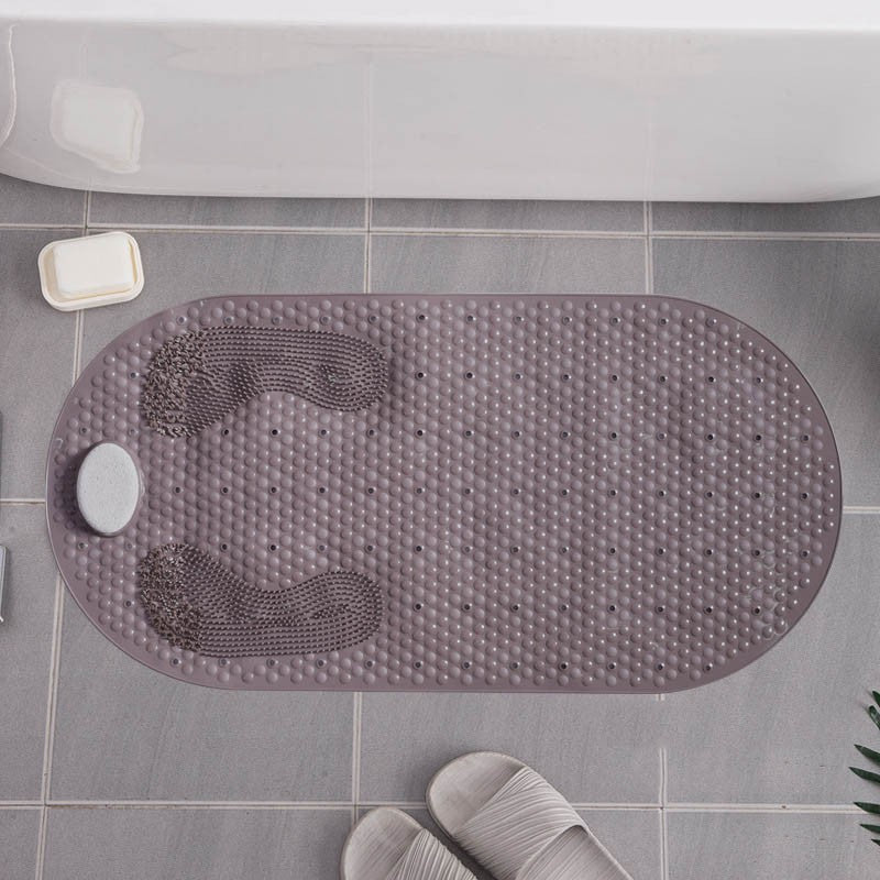 Non-Slip Shower Mat With Scrubber Dark Gray Standard 16×32"