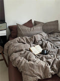 Dark Academia Plaid Cotton Duvet Cover Set