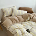 Butter Yellow Striped Duvet Cover Set