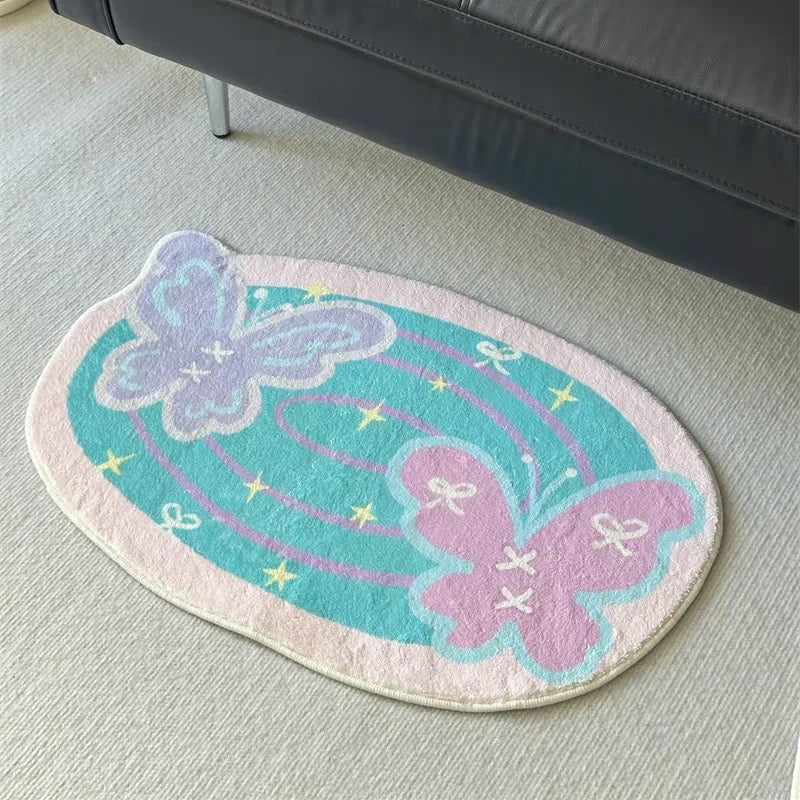 Pastel Butterfly & Heart Bath Mat