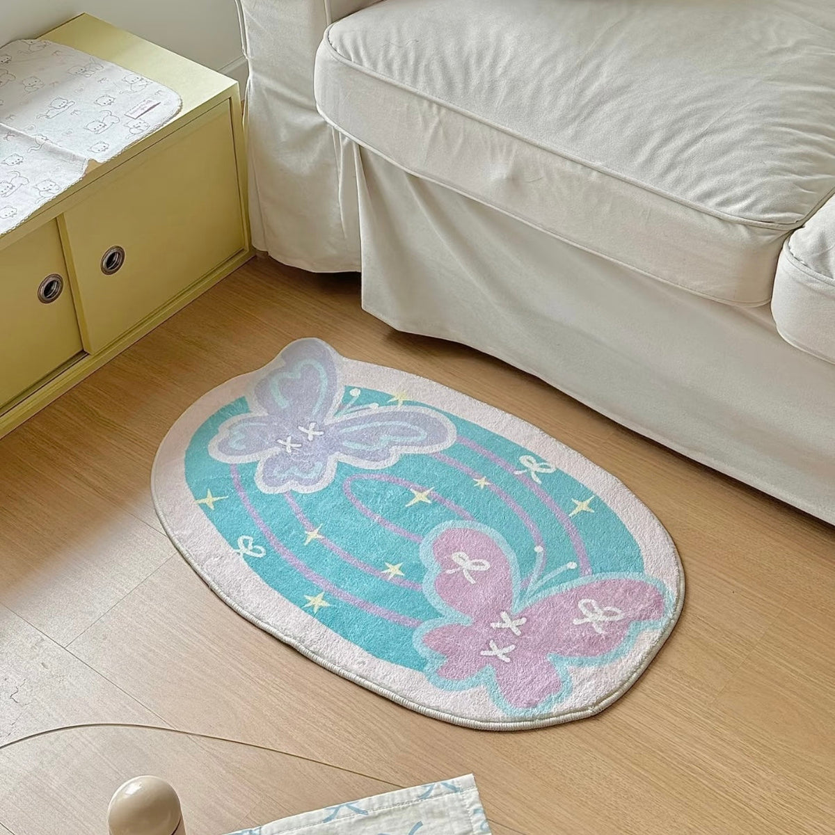 Pastel Butterfly & Heart Bath Mat