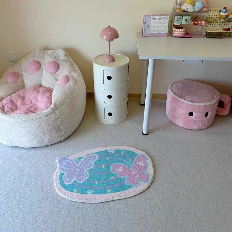 Pastel Butterfly & Heart Bath Mat