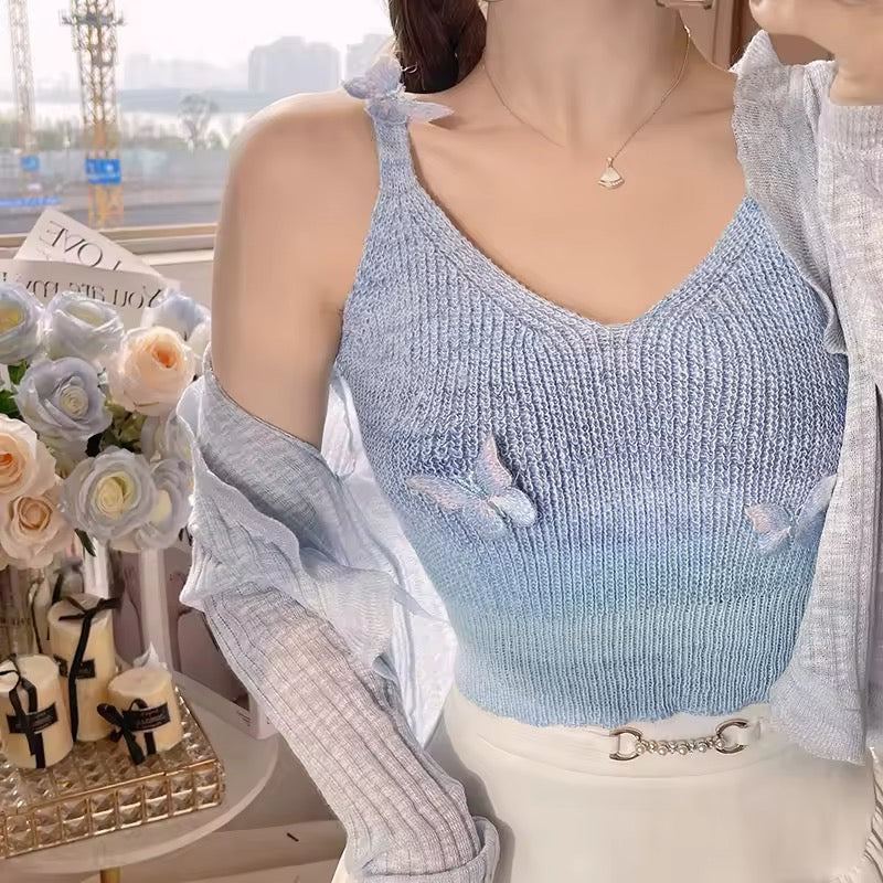 Gradient Butterfly Crop Top