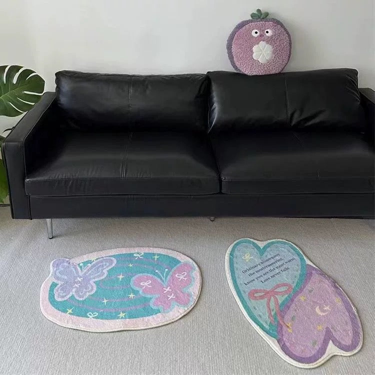 Pastel Butterfly & Heart Bath Mat