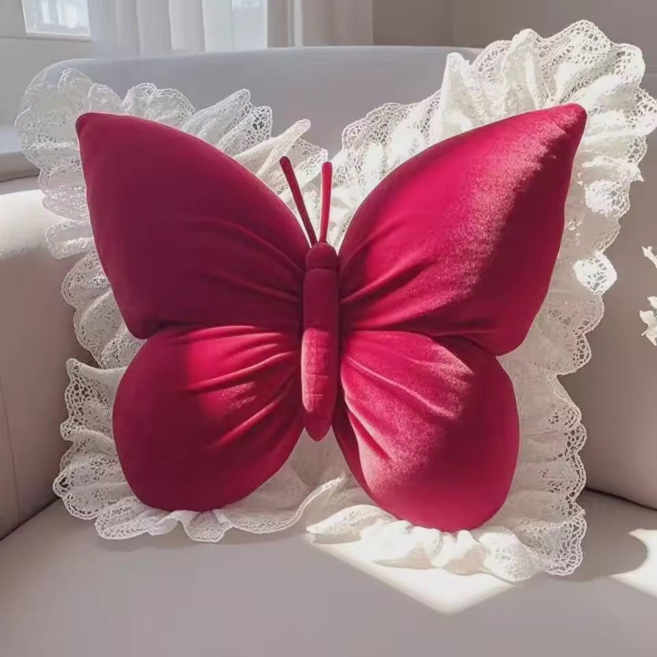 Princess Butterfly Decorative Pillow Red