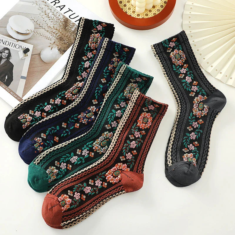 Women's Vintage Floral Crew Socks