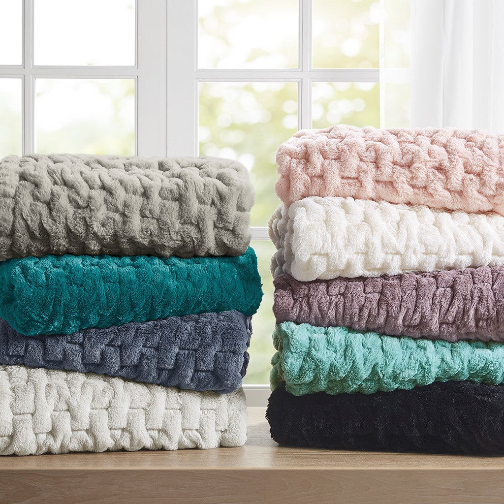 Ruched Fur Throw