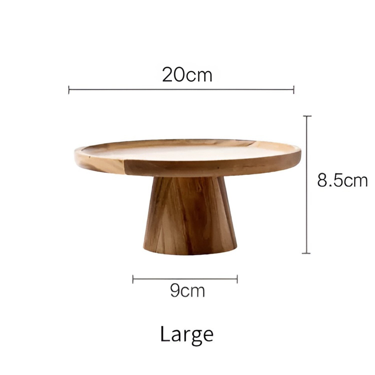 High Stand Wooden Cake Plate Large
