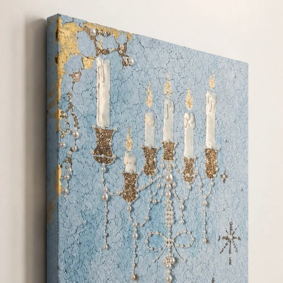 Blue Candle Canvas Wall Art