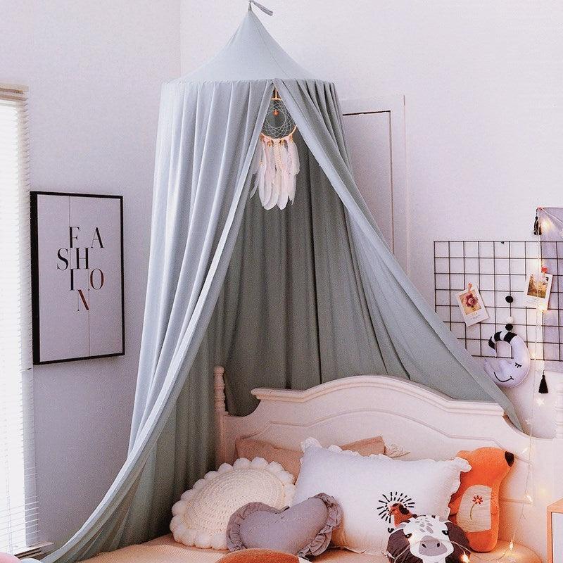 Kids Bed Canopy — Solid Color Nursery Room Decor greyish Blue