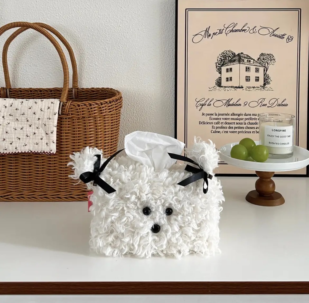 Cartoon Dog Napkin Box White