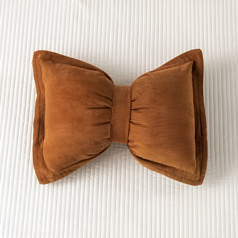 Bowknot Decorative Cushion Pillow Rustic Tan Ribbon